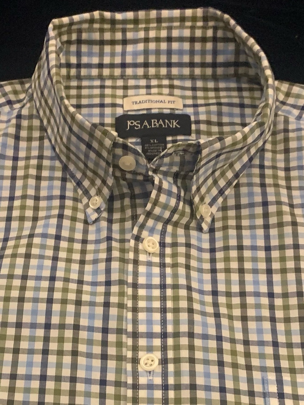 JOS A BANK Traditional Fit Blended Cotton Tattersall Shirt
